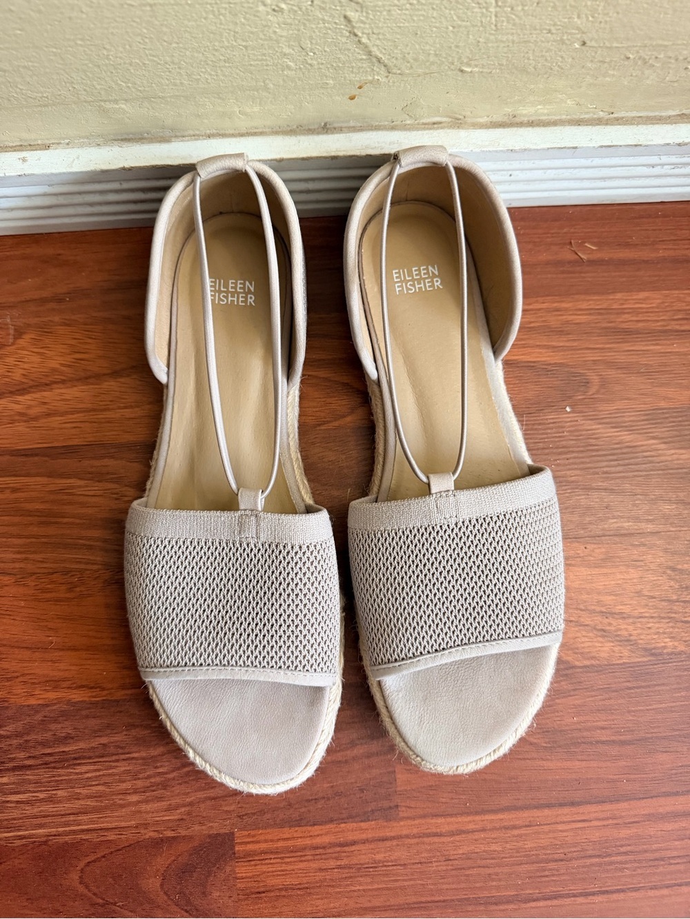 Eileen Fisher Beige Open-Toe Mesh Sandal